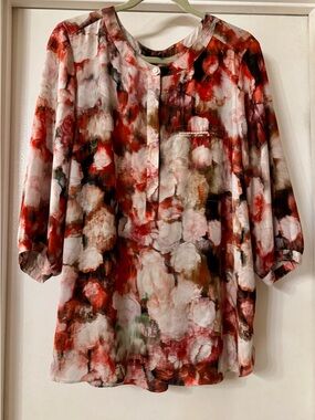 NYDJ Multicolor Watercolor Floral Blouse size 1X